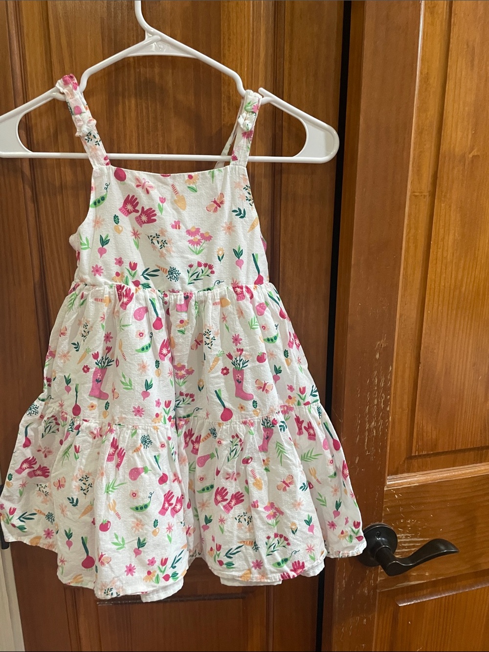 Sigrid Olsen White Tiered Sundress with Pink & Green Floral Print